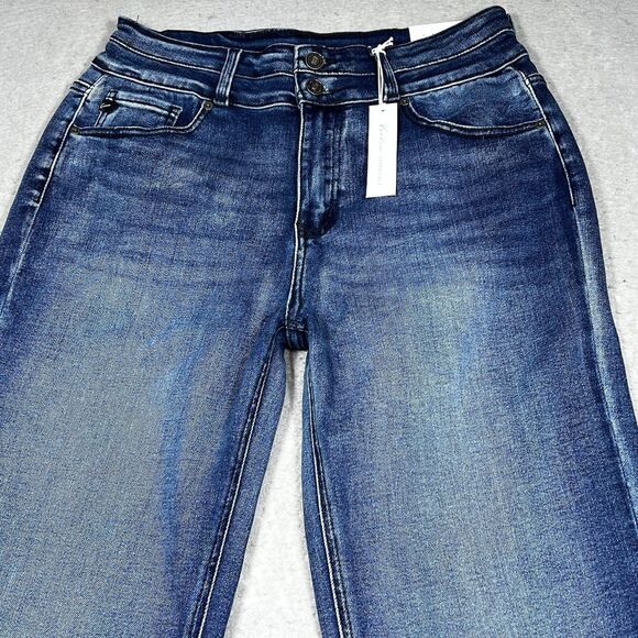 Kancan Jeans Womens Size 29 Blue High Rise Wide Leg Flare Jeans Pockets NWT - Picture 2 of 14